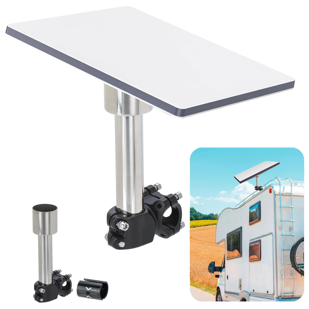icilvnx Starlink Mini pole clamp mount kit on a ladder for secure mounting