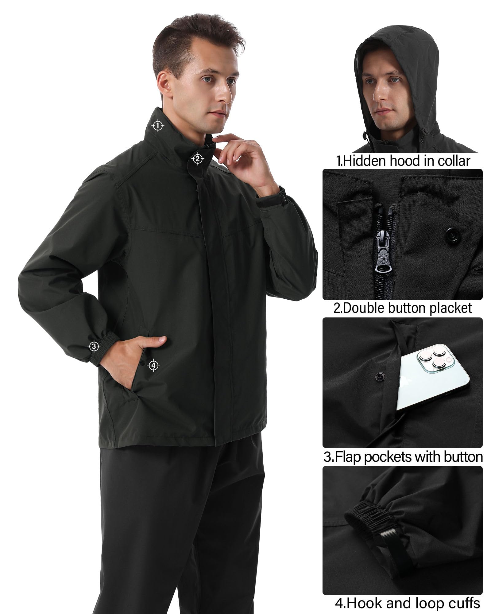 iCreek rain suit packed in its bag for travel-ready, compact protection.