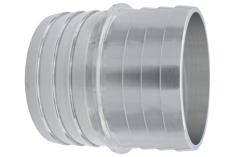 ICT Billet 2-inch hose barb splice coupler in aluminum for durable hose connections
