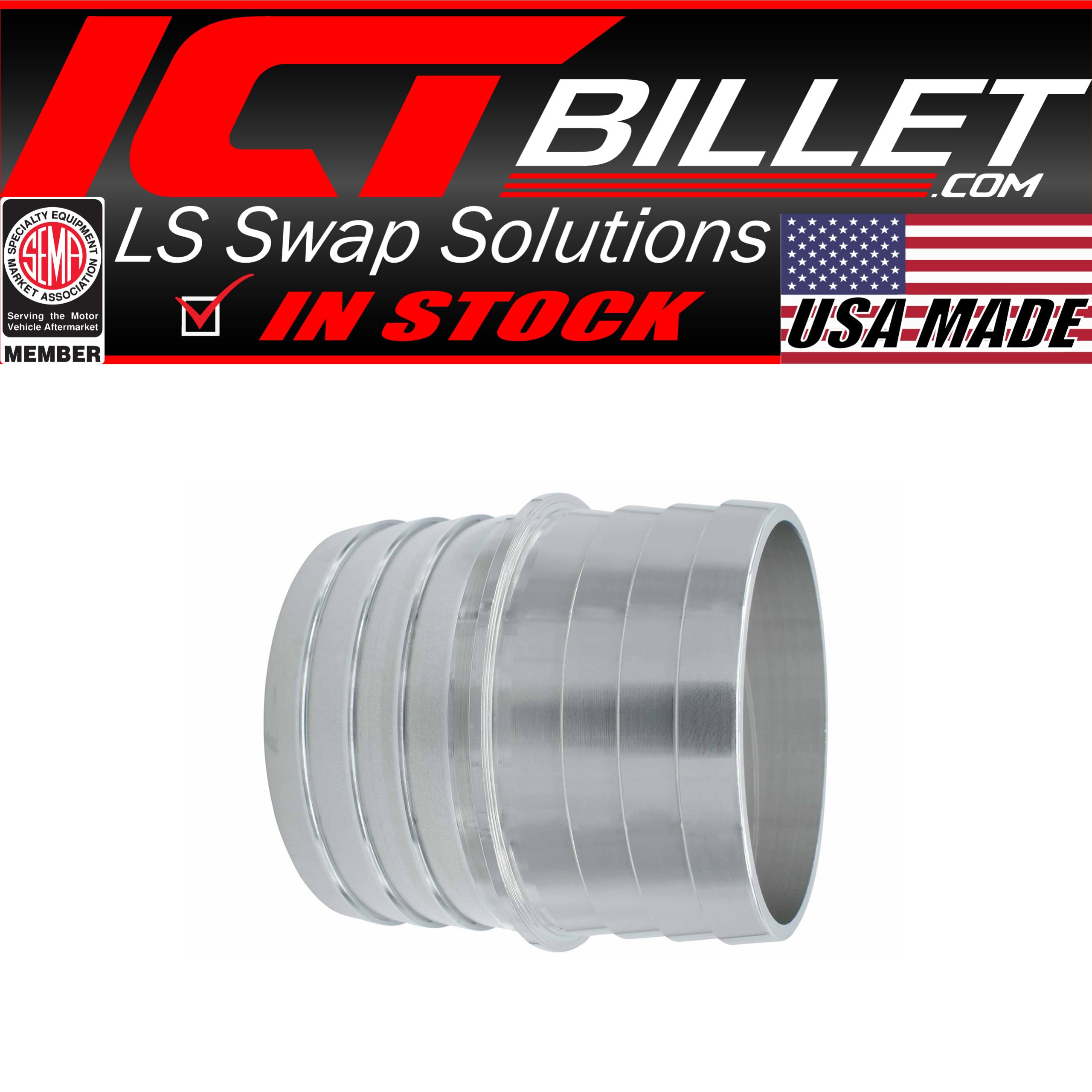 ICT Billet machined aluminum coupler closeup showing precision fit for reliable joins