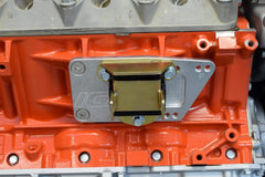 ICT Billet SBC to LS adapter plate billet aluminum close-up emphasizes durability.