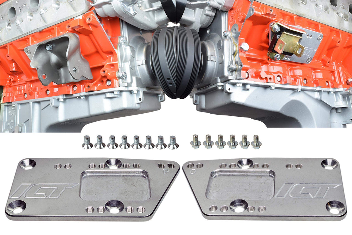 ICT Billet SBC to LS adapter plate front view shows precise fitment for LS swaps.