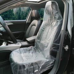 ICWEIMEI 100-pack disposable seat covers protect car interiors during travel.