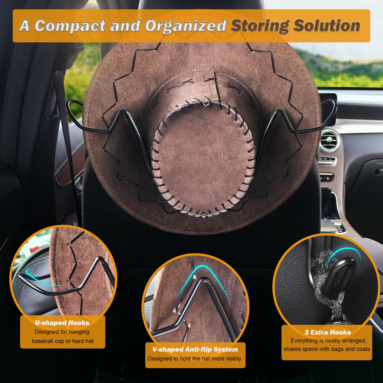 Idefair easy-install design clips onto headrest posts in seconds.