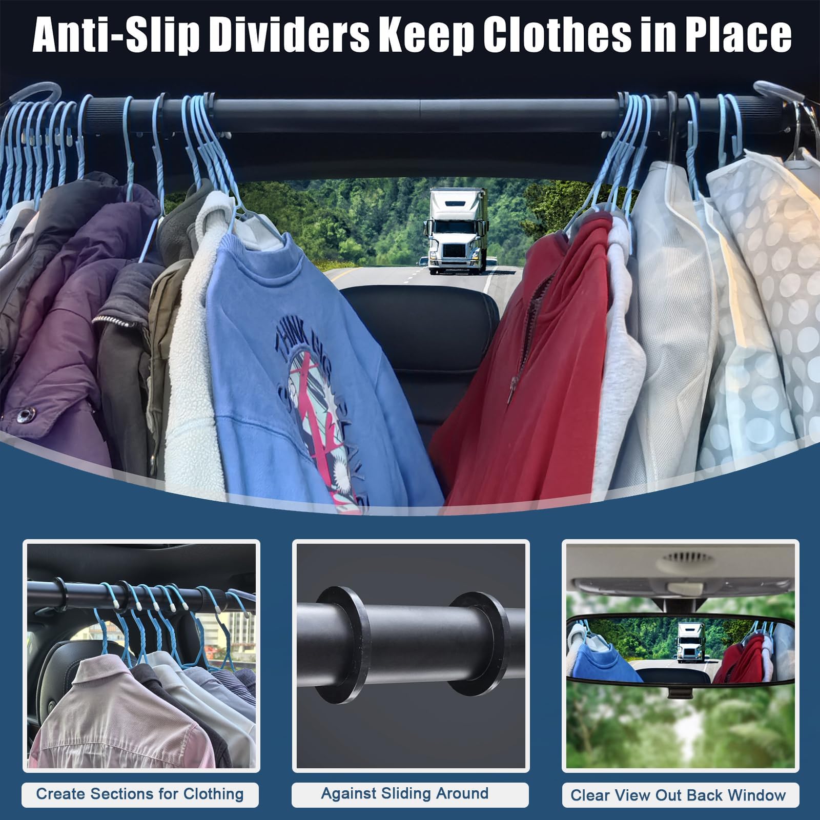 Idefair easy-two-way-installation fits handles or garment hooks in most vehicles.