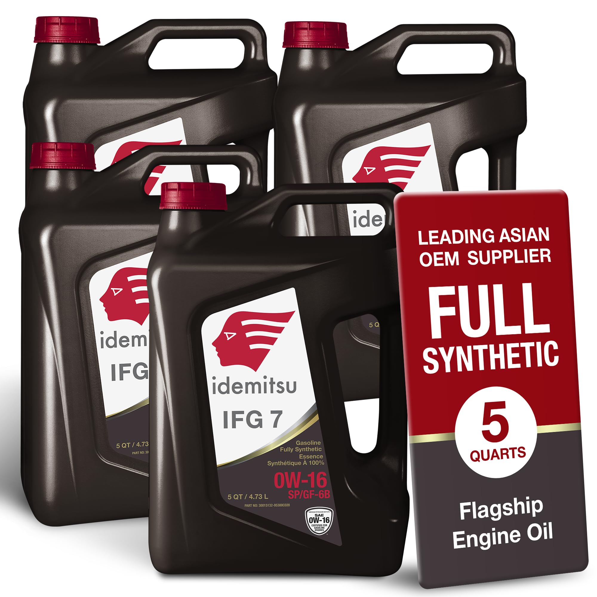 Idemitsu IFG7 1-quart bottle shows 0W-16 flow for startup protection.