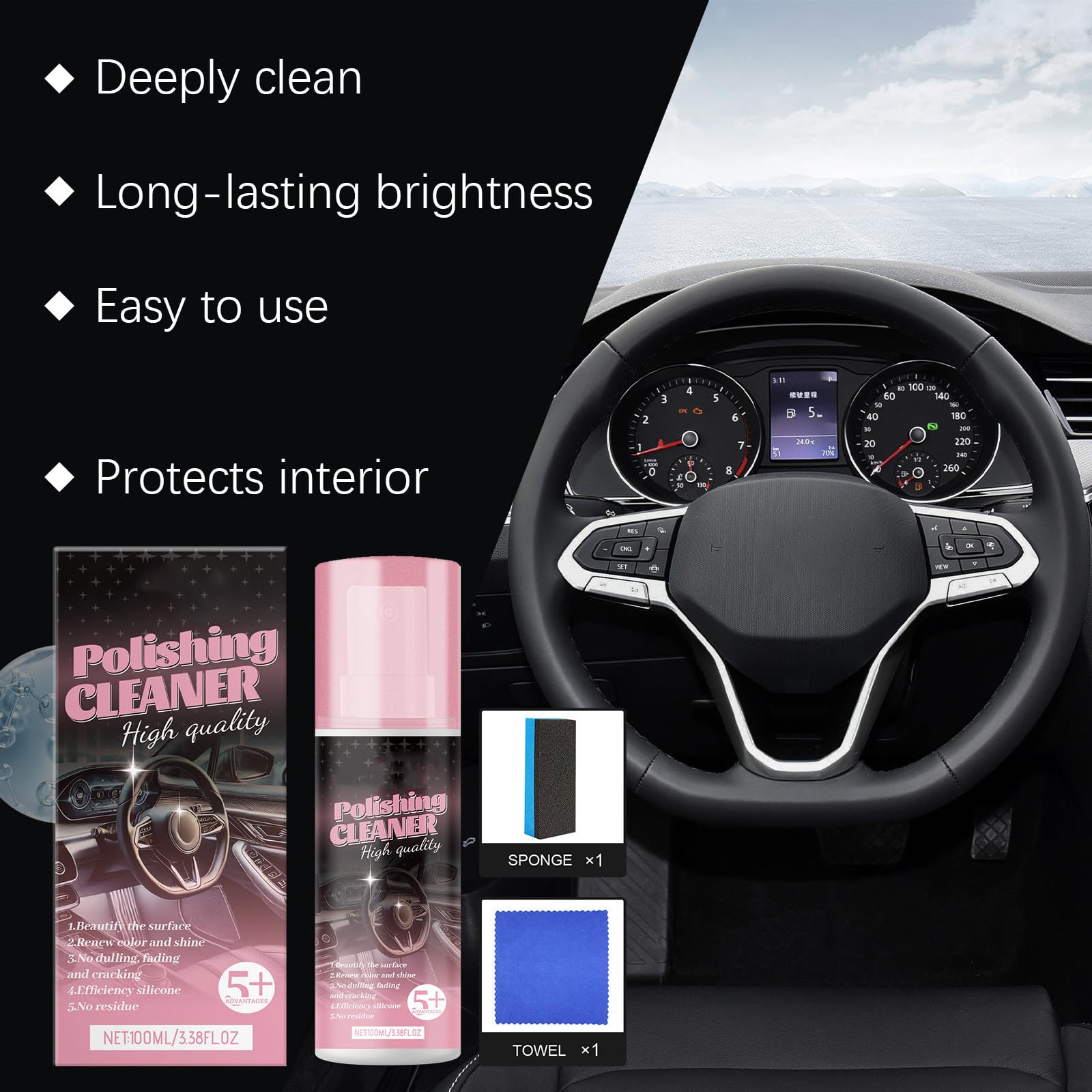 Identicalven interior detail spray application demonstrates quick, even coverage on rubber and plastic surfaces.