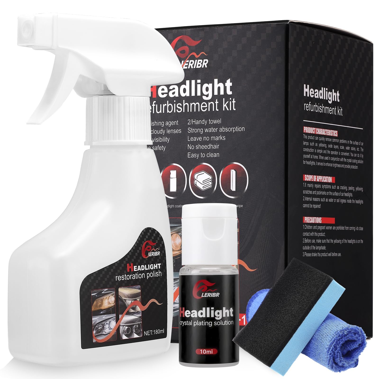 ieribr headlamp restoration fluid bottle for lens clarity restoration