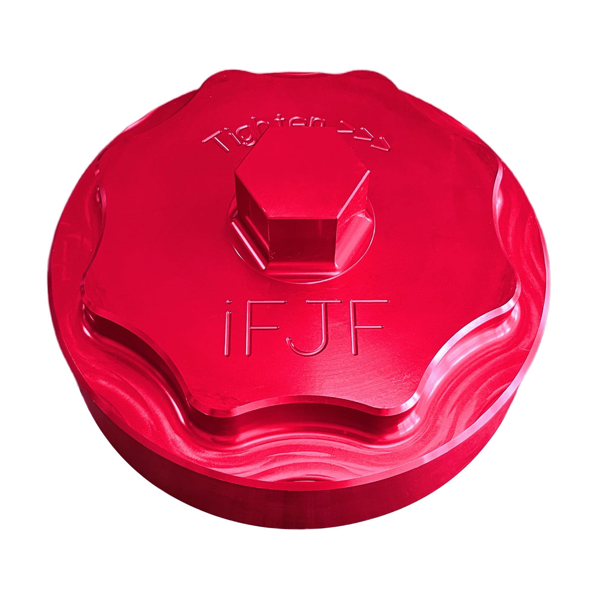 iFJF 68065612AA cap front view shows billet aluminum durability and solid construction.