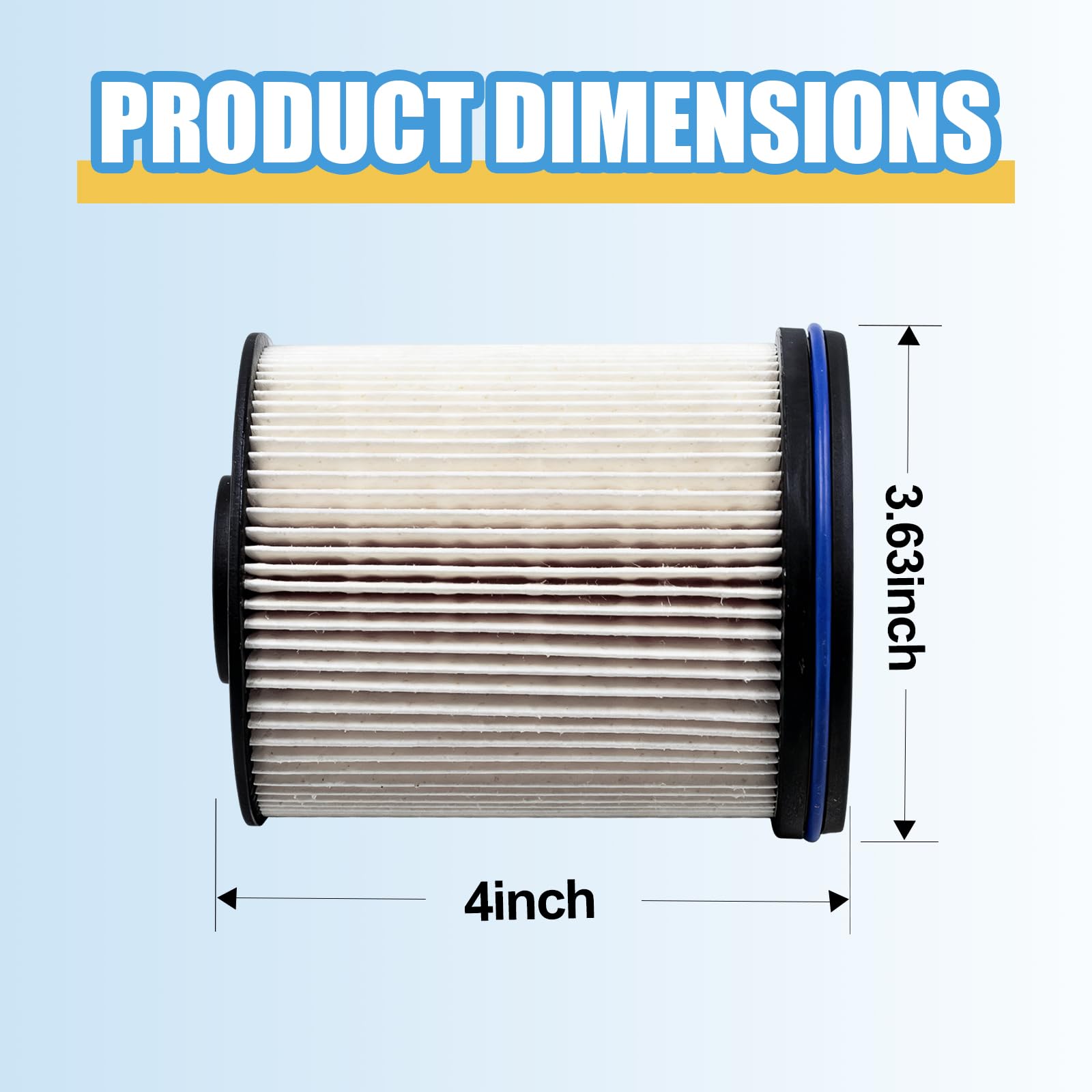 iFJF TP1015 diesel filter side view shows compact footprint for space-saving fit.