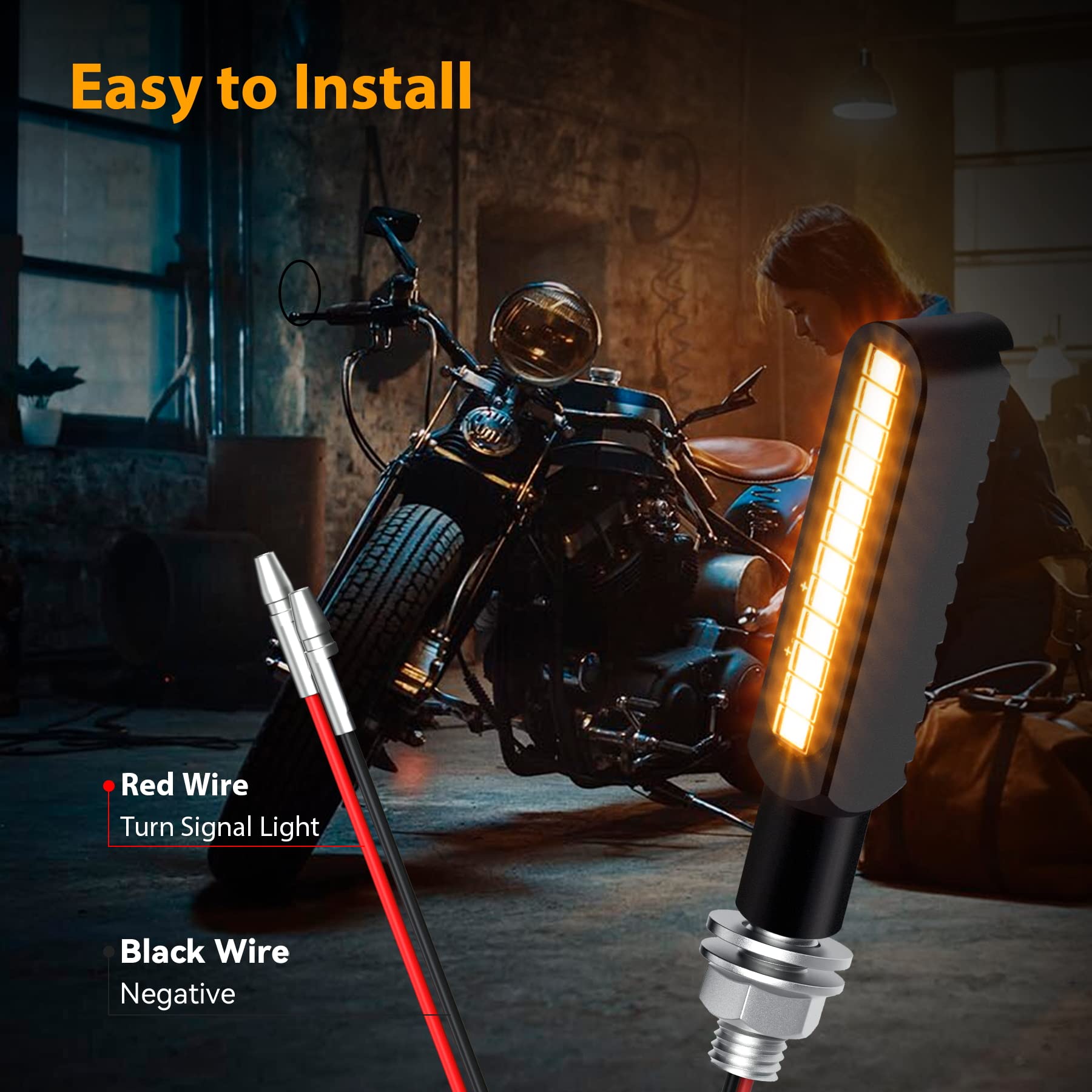 iFunyLED flowing LED turn signal with aluminum casing for durability.