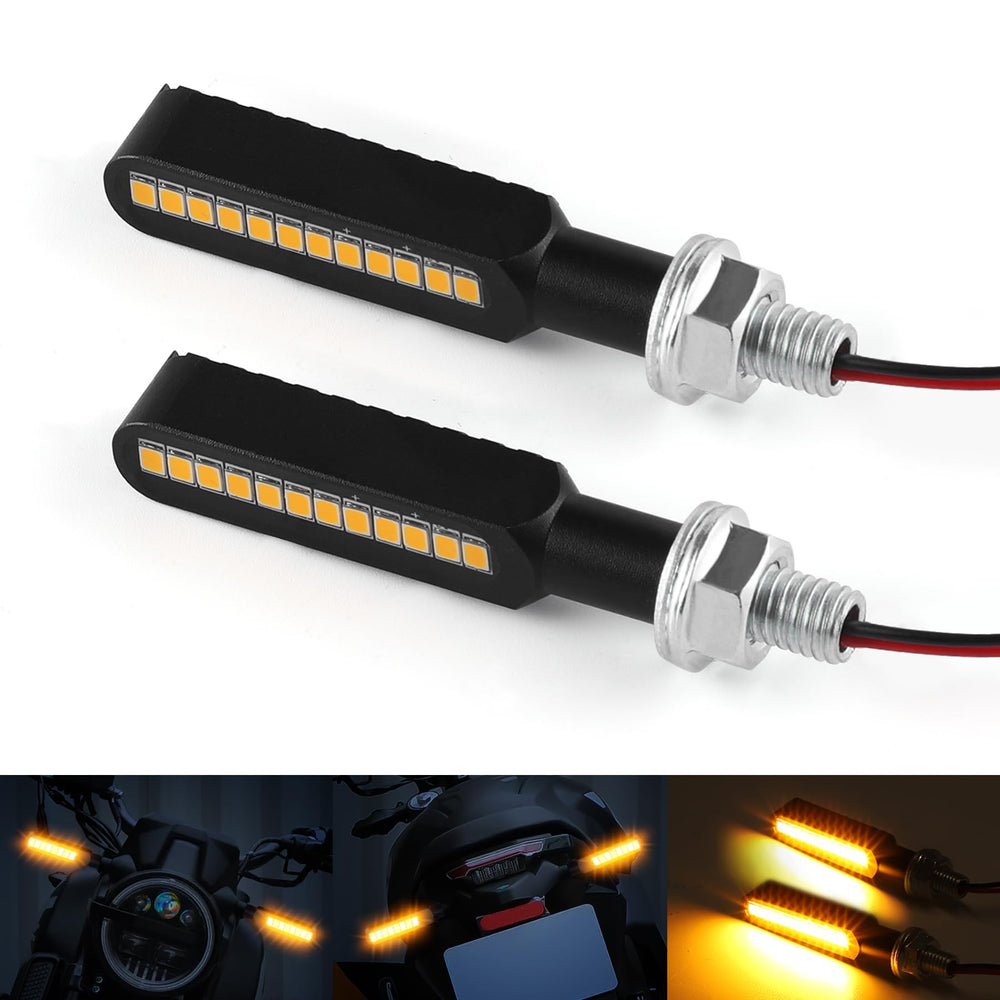 iFunyLED flowing LED turn signal, front amber, high visibility on the road.