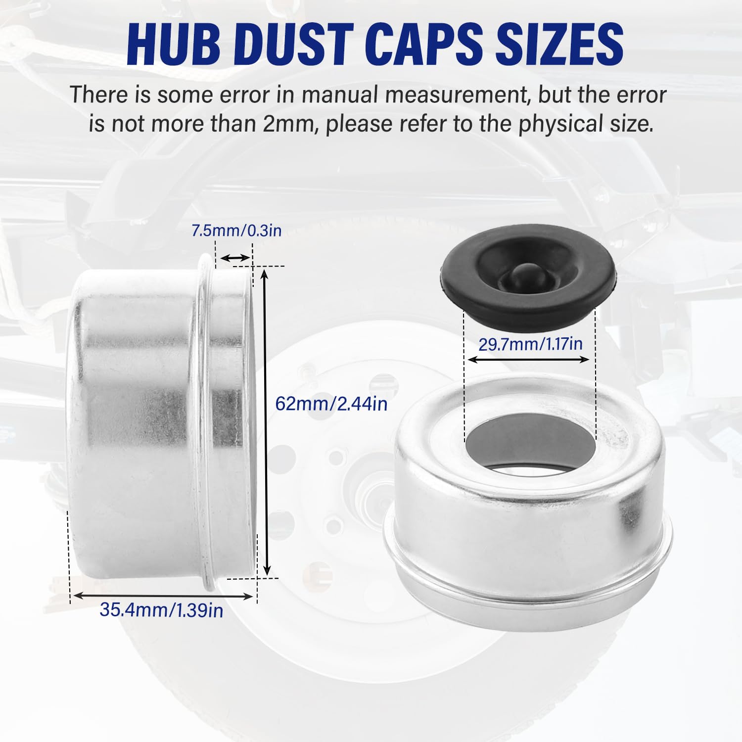 IFYKIM trailer hub dust cap 2.44 inch size for EZ Lube axles