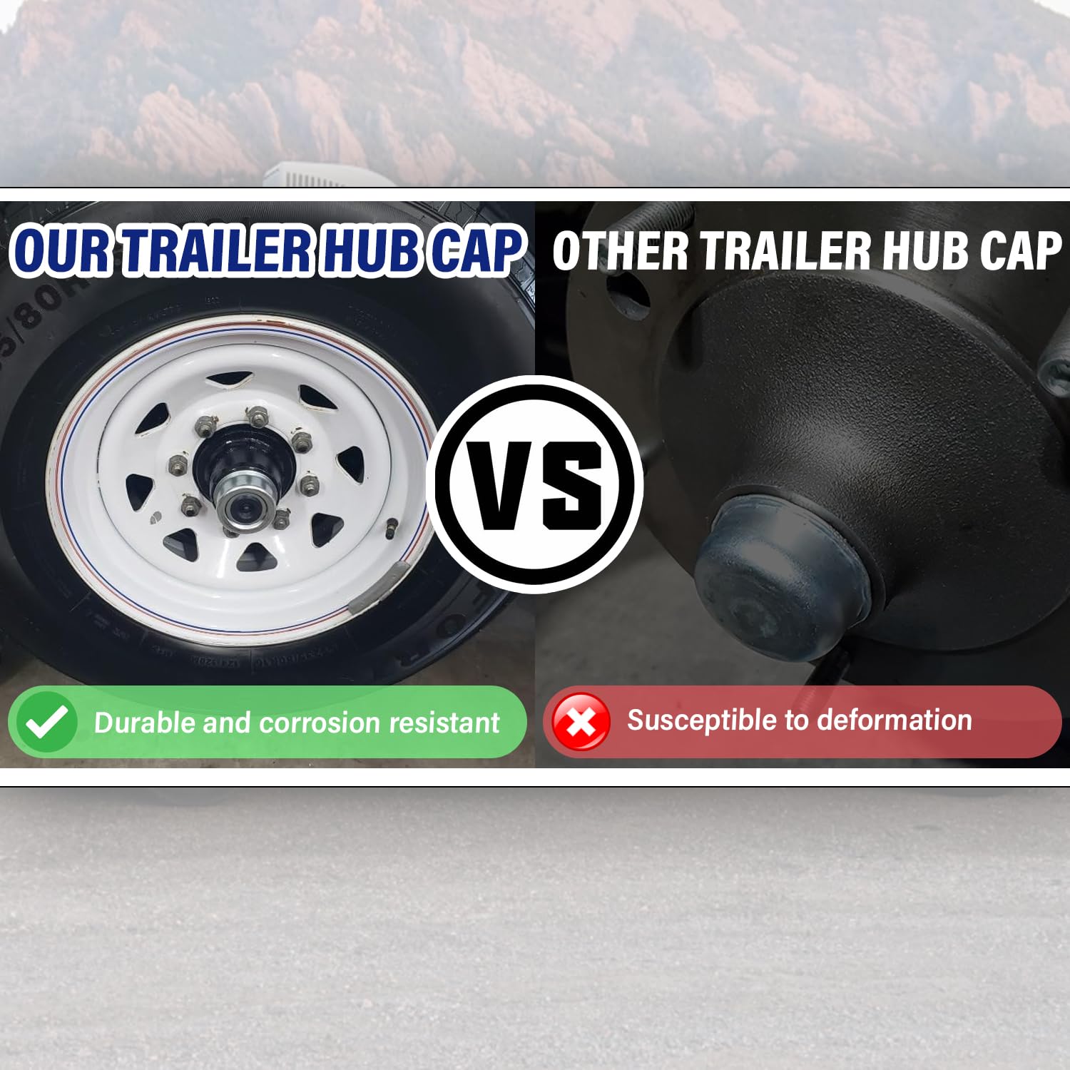 IFYKIM hub cap with polished finish enhances trailer appearance