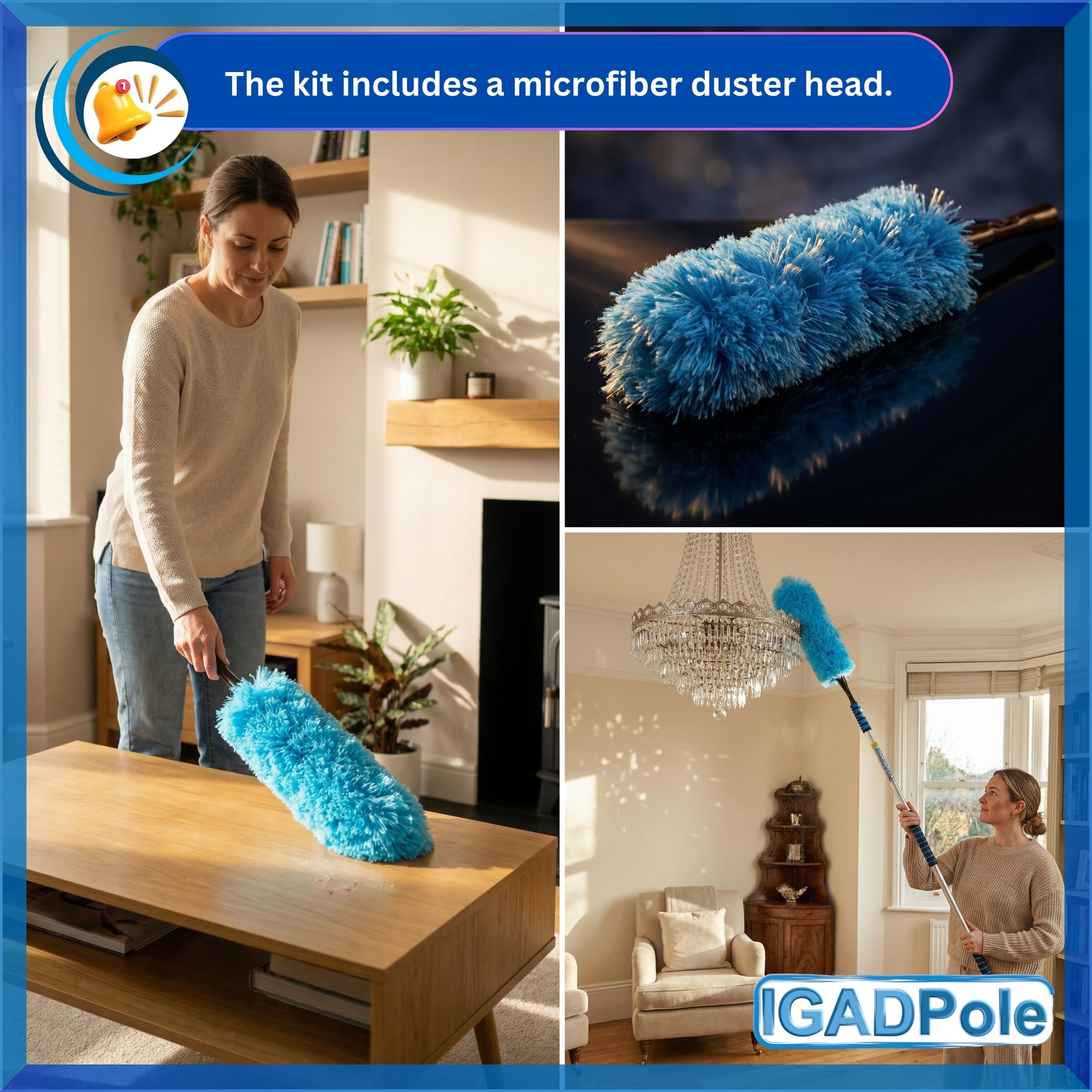 IGADPole six-stage telescoping pole extends from 5 to 24 feet.