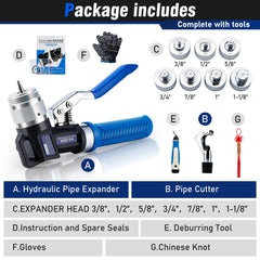 iGeelee kit covers 3-8 to 1-1-8 inches for flexible piping.