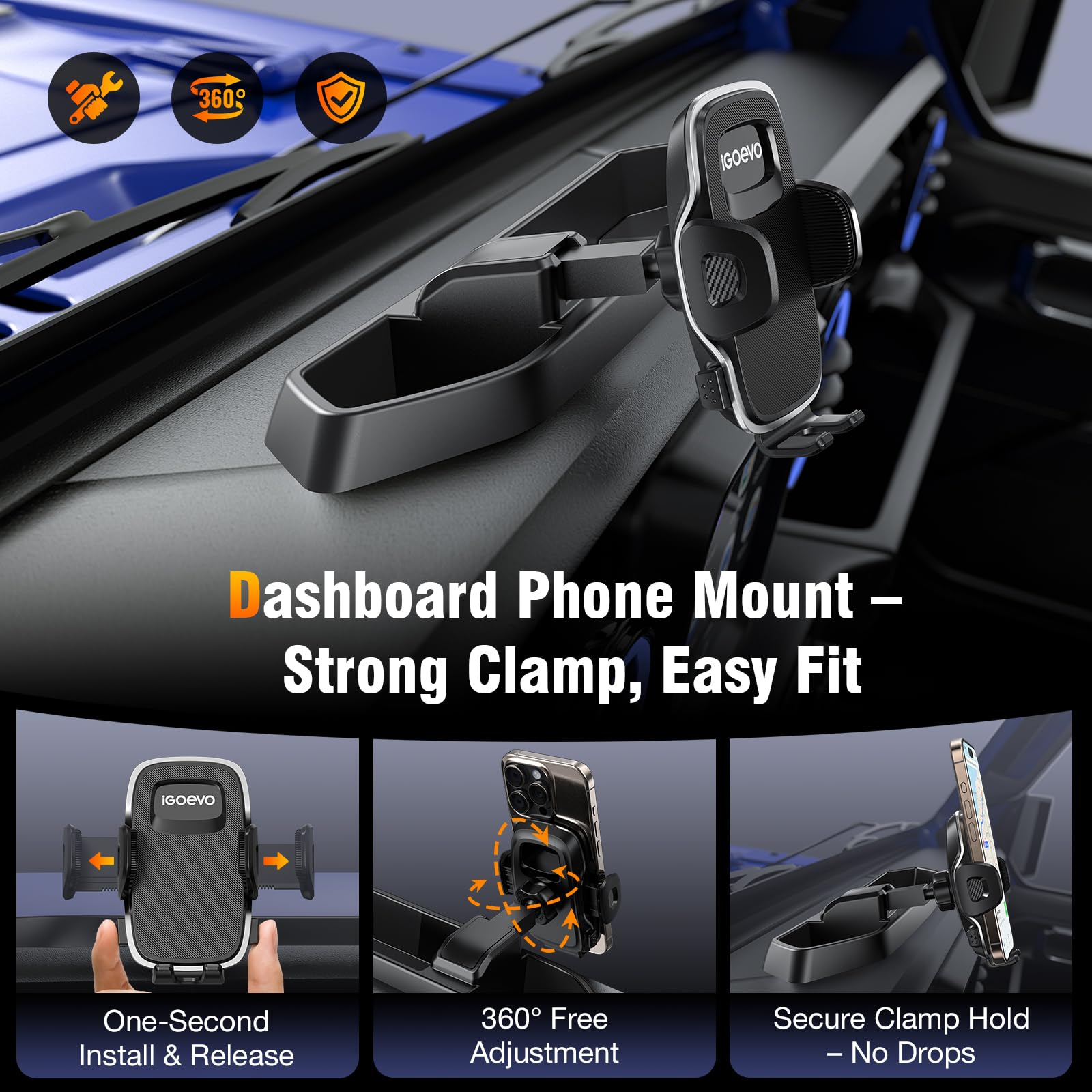 iGoevo silicone tray raised edges protect items from rattling on rough roads