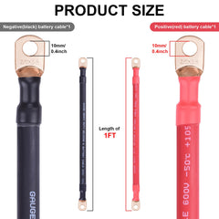 iGreely 2/0 AWG battery cable ends show sturdy lugs for secure crimped or soldered joints.