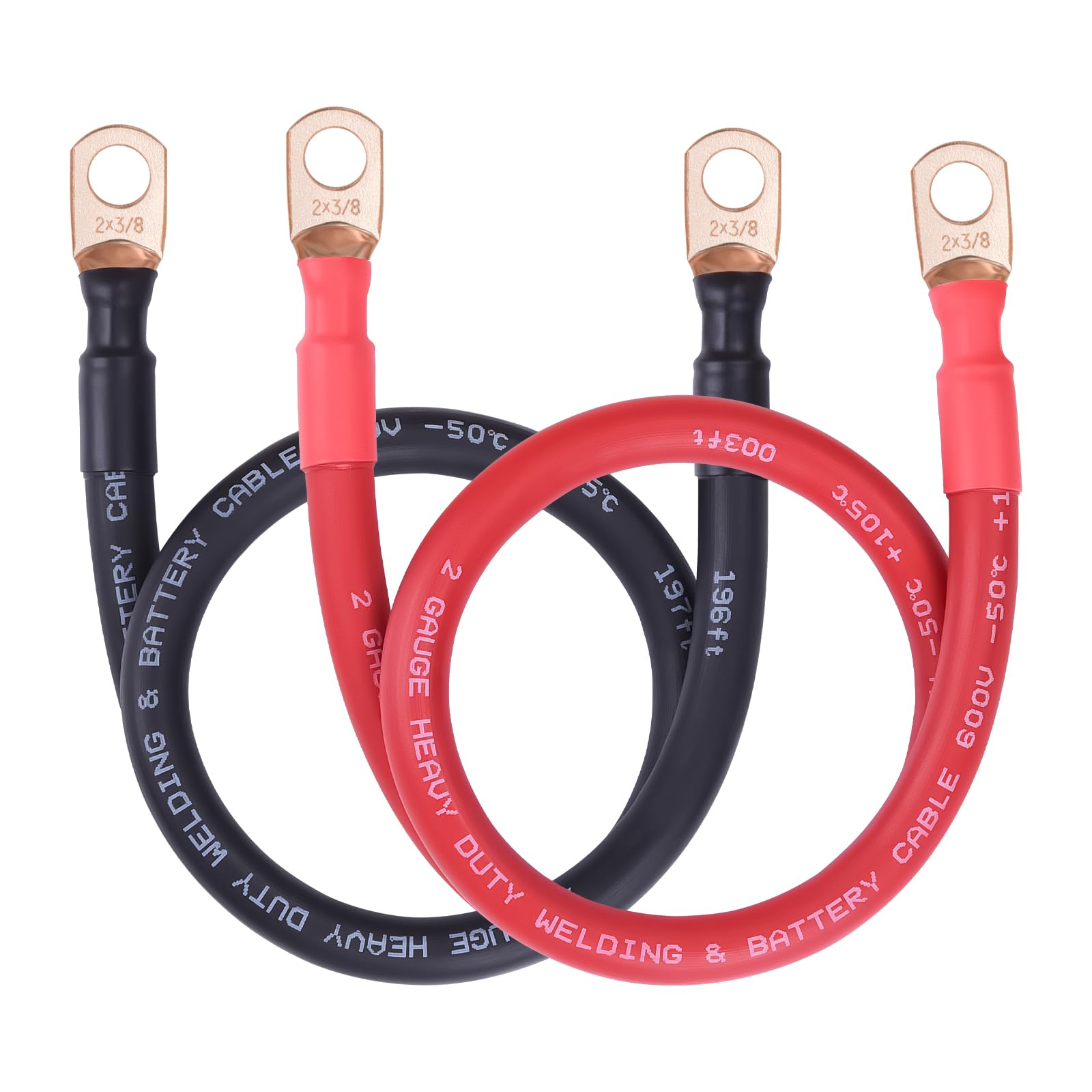 iGreely 2 AWG battery cable with crimped lug for reliable power connections