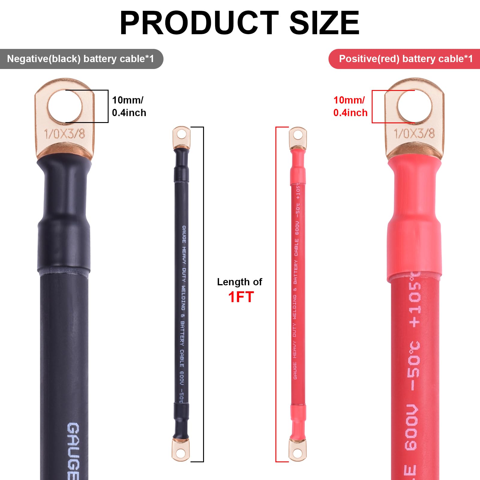 iGreely 3/8 inch lug terminal on a durable power cable