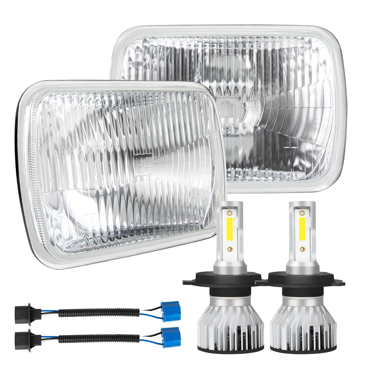 IHNZCB 7x6 inch glass square headlight housing enhances night visibility.