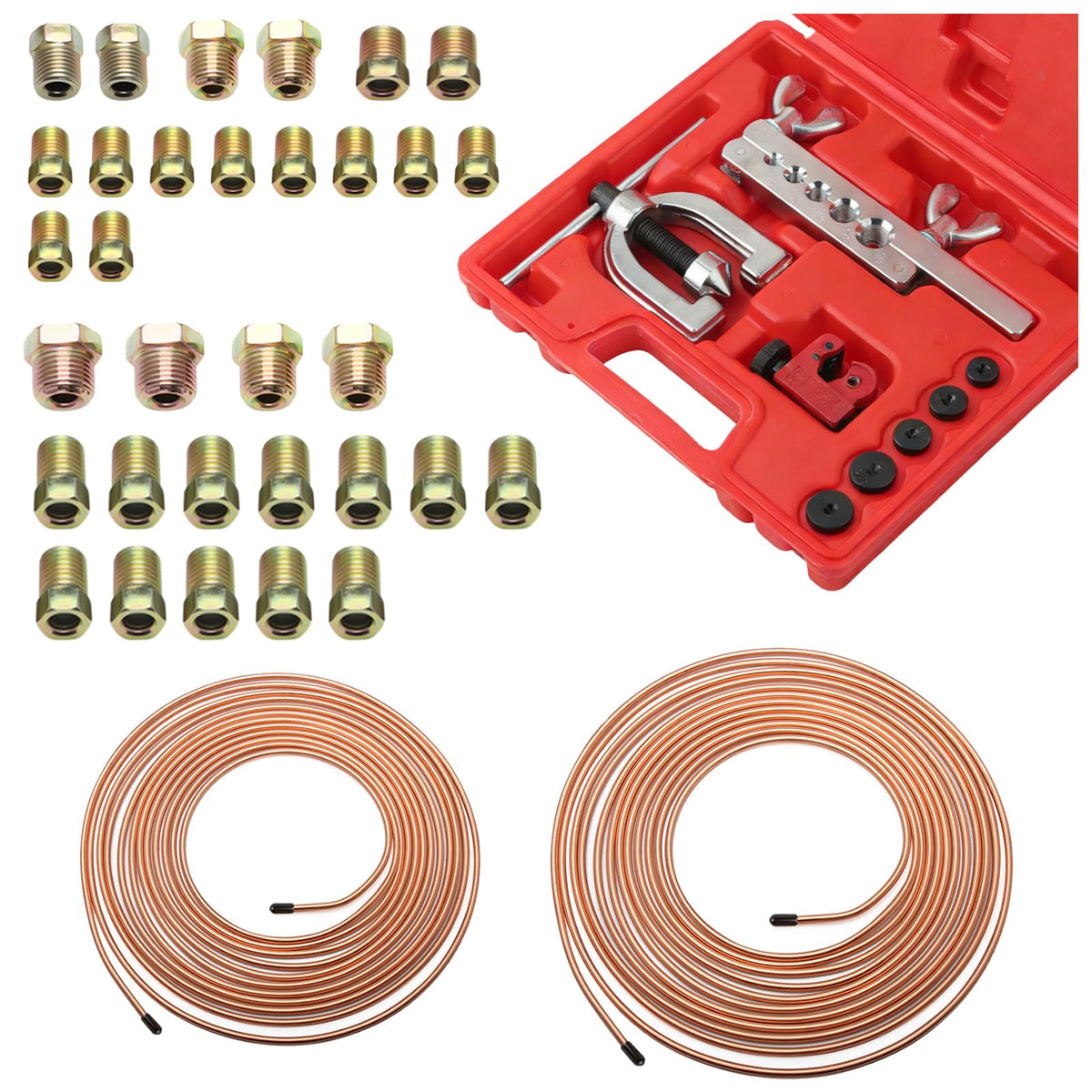 IHOTDER brake line kit in blow-molded case for easy transport and storage.