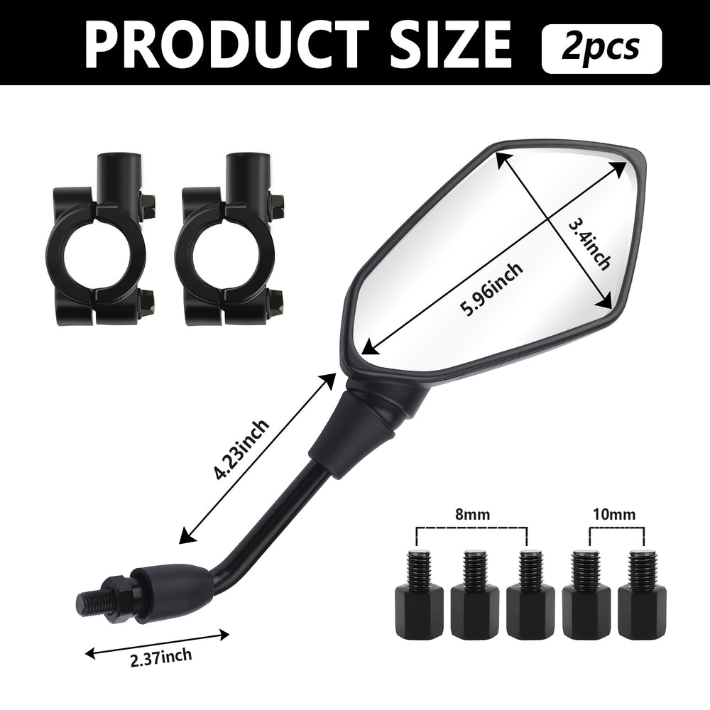 IHOTDER carbon fibre motorcycle mirror demonstrates wide-angle lens for clearer rear visibility.