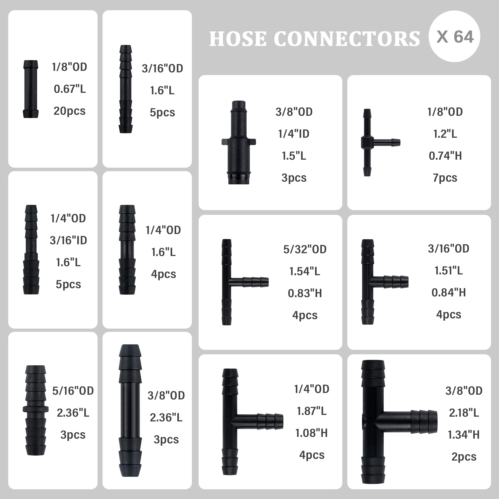 IHOTDER vacuum line connectors image: 64pcs connectors for quick, reliable hose junctions.