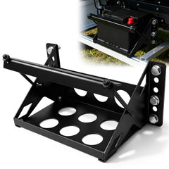 IHOUMEX metal bolt-in battery tray closeup demonstrates sturdy construction for secure mounting.