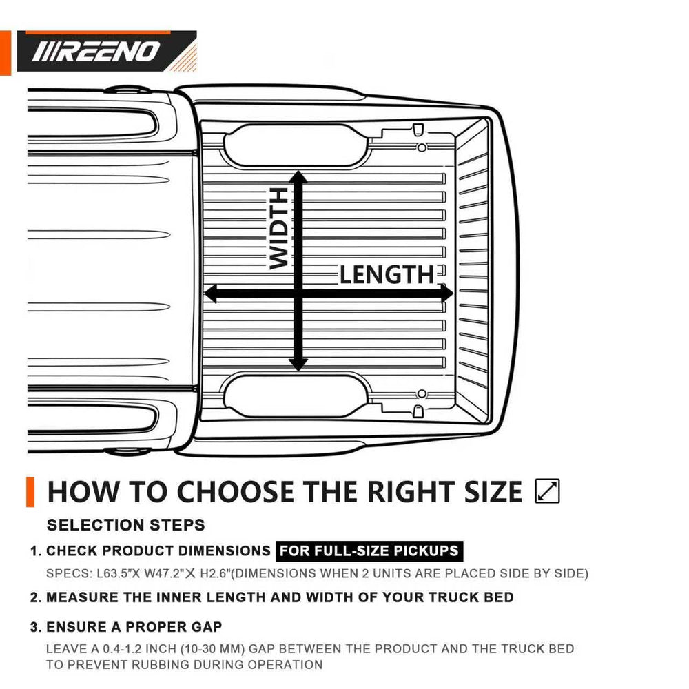 IIIREENO compatible with 5'7-inch and longer truck beds.