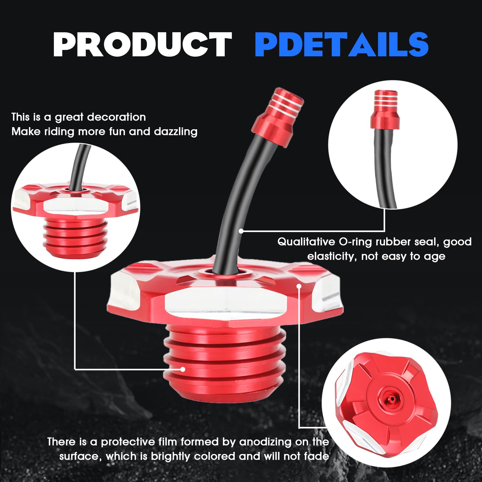 IUVWISN anodized aluminum gas cap resists UV and corrosion.