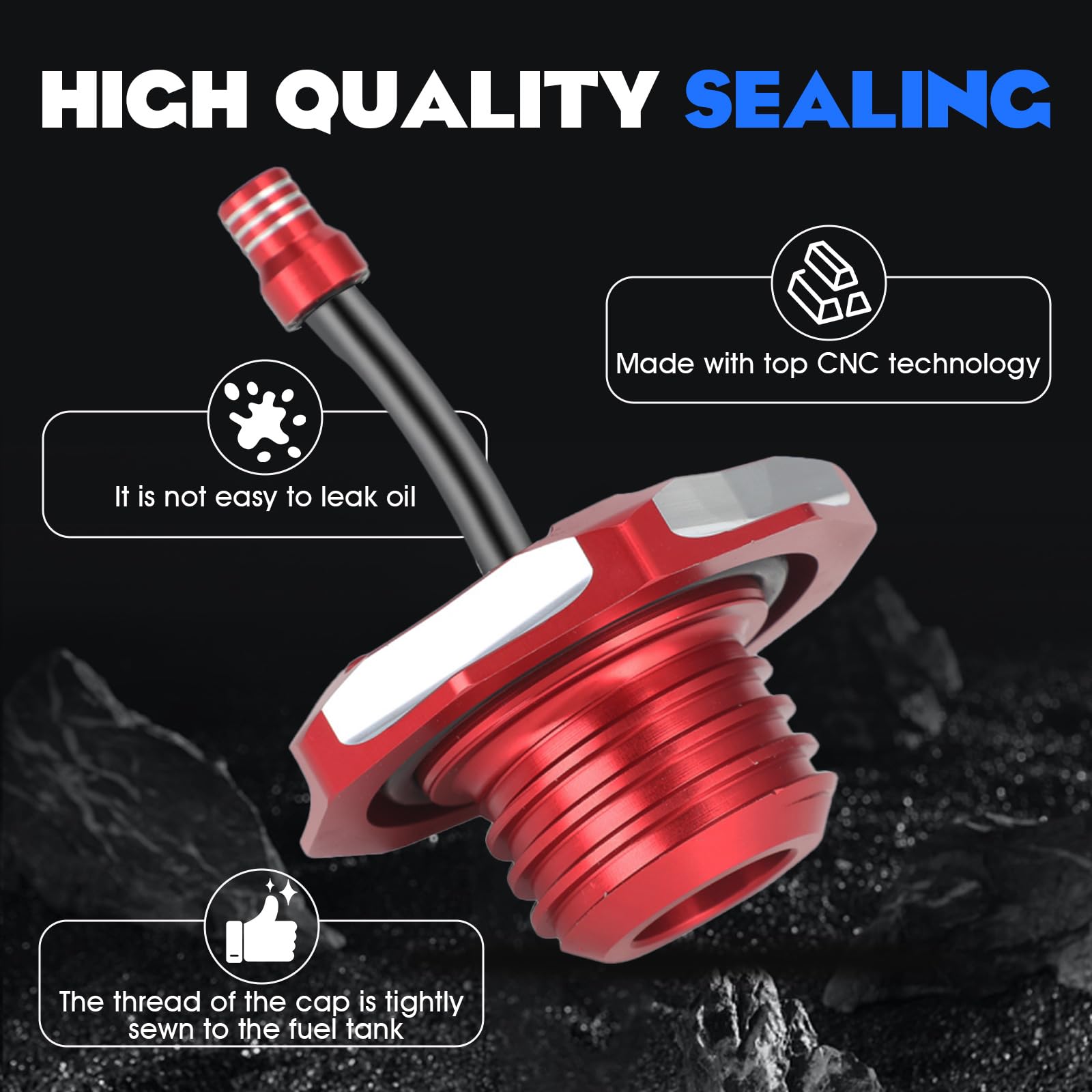 IUVWISN Big Wheel gas cap cover with anodized red finish.