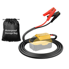 IIXWUQ jumper cables with adapter connected to Dewalt 20V battery for car jump-start
