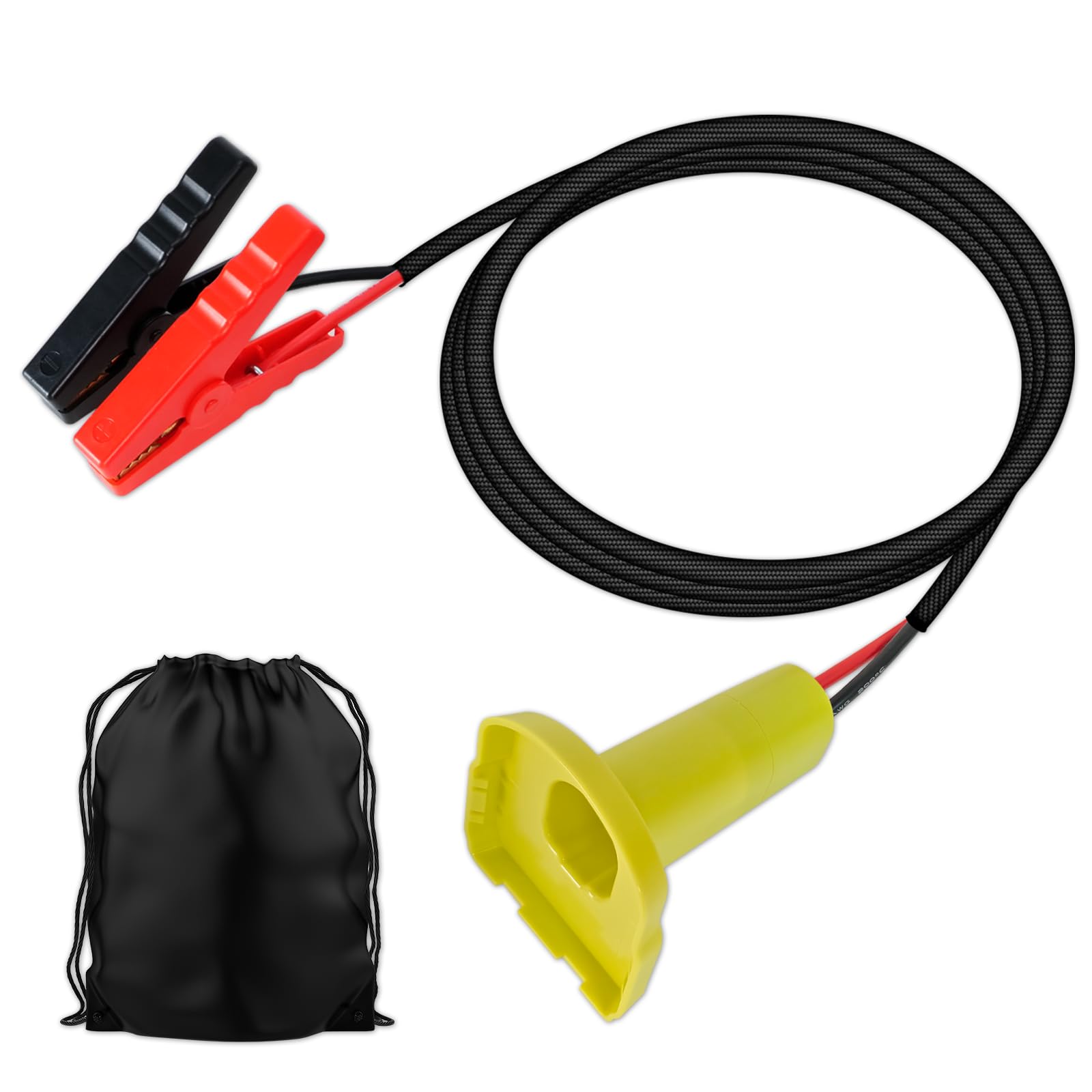 IIXWUQ jumper cables with Ryobi 18V adapter ready for roadside boosts