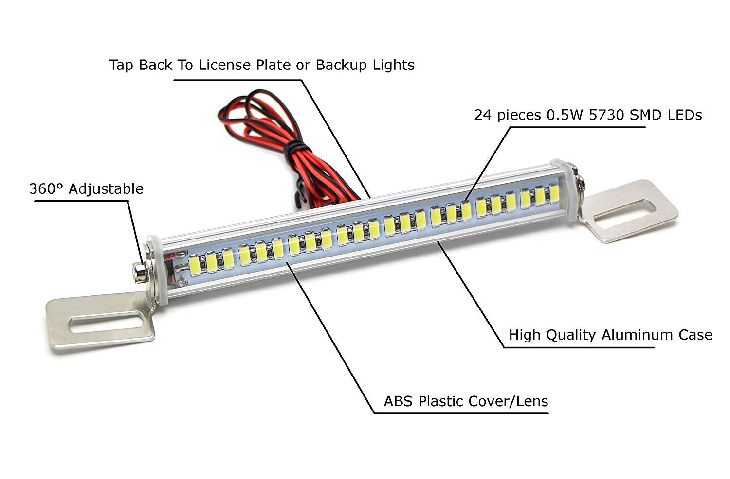 iJDMTOY 24-SMD LEDs deliver bright xenon white lighting for license plate area
