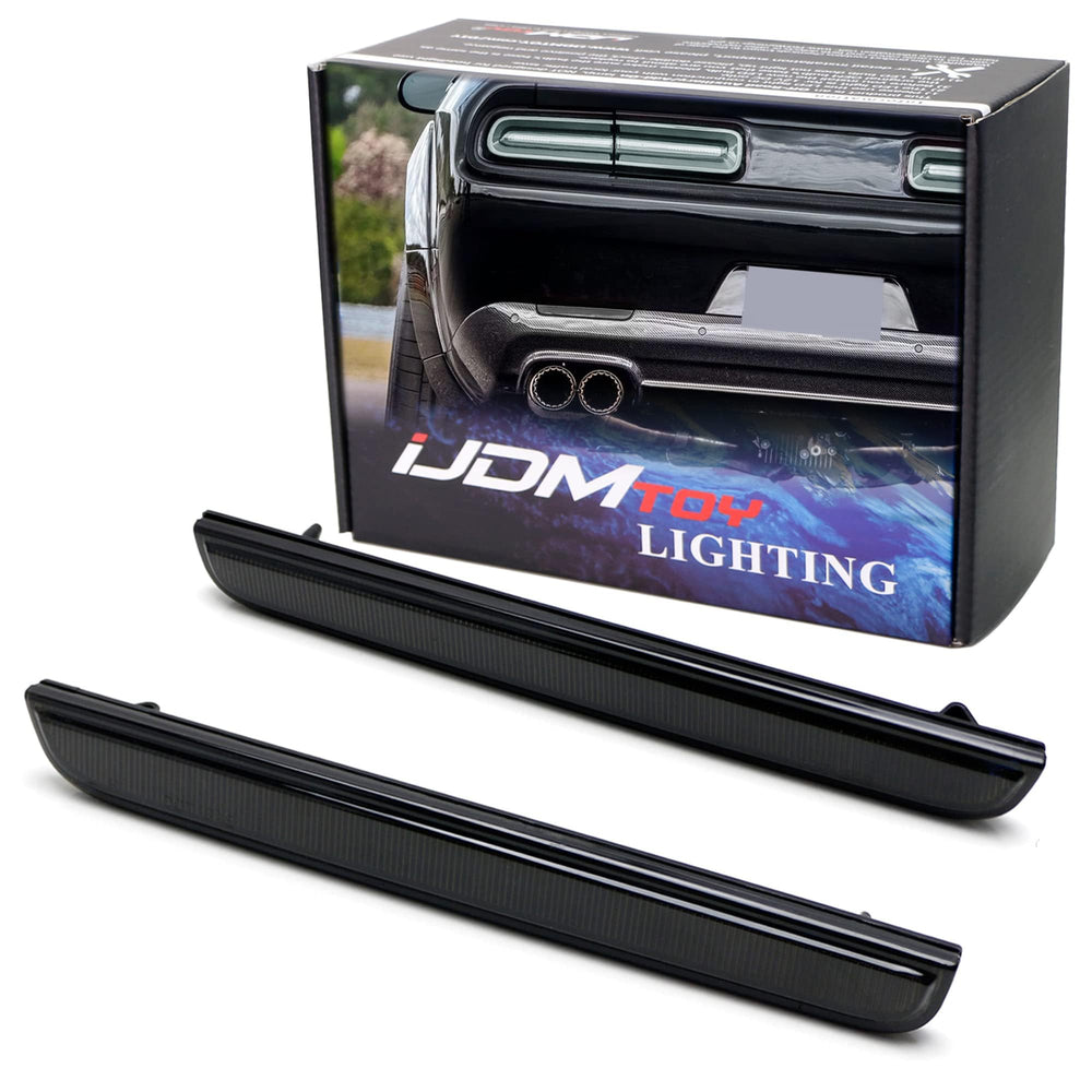 iJDMTOY blackout smoked lens rear bumper reflector left assembly enhances rear styling and reflectivity