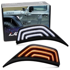 iJDMTOY blackout smoked lens side marker front Wrangler enhances nighttime visibility