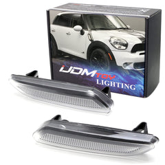 ijdmtoy euro white clear lens front fender marker assembly improves visibility with a sleek look.