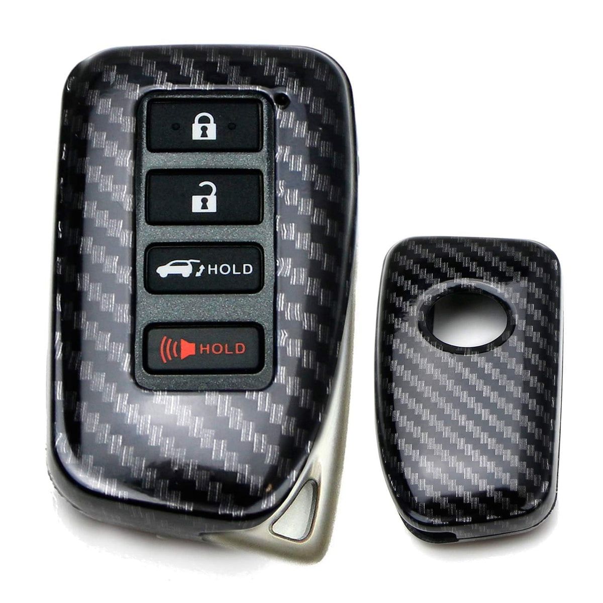 iJDMTOY gloss finish carbon fiber key fob front cover protects your key while elevating style