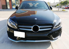 iJDMTOY license plate relocator mounting panel for Mercedes W166 supports off-center layout.