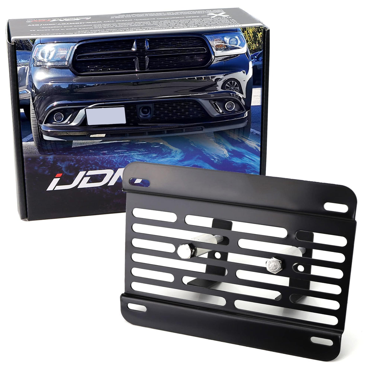 iJDMTOY no-drill front grille relocator kit for easy license plate relocation.