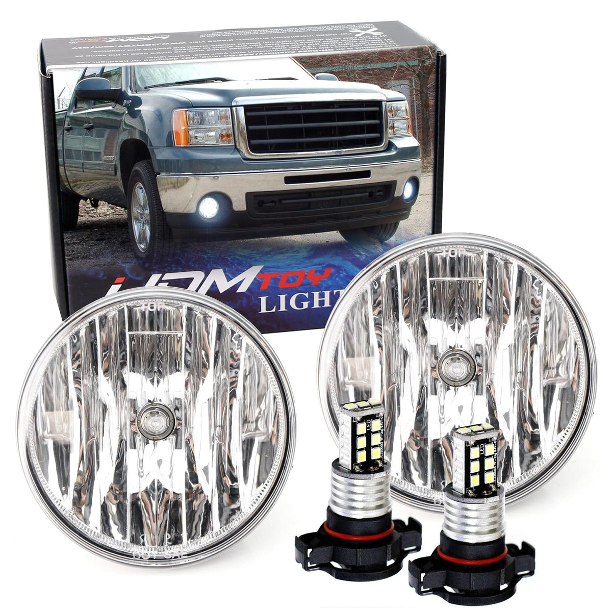 iJDMTOY fog light assembly driver side with xenon white bulbs for clearer night driving