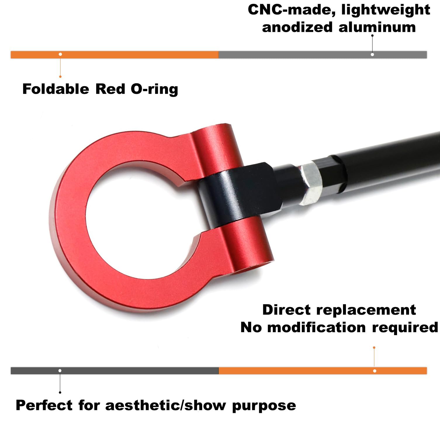 iJDMTOY aluminum tow rod with glossy finish enhances Camaro appearance