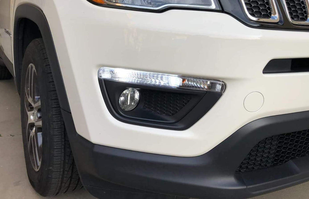 6000K xenon-white output from iJDMTOY DRL bulbs in Jeep Compass.