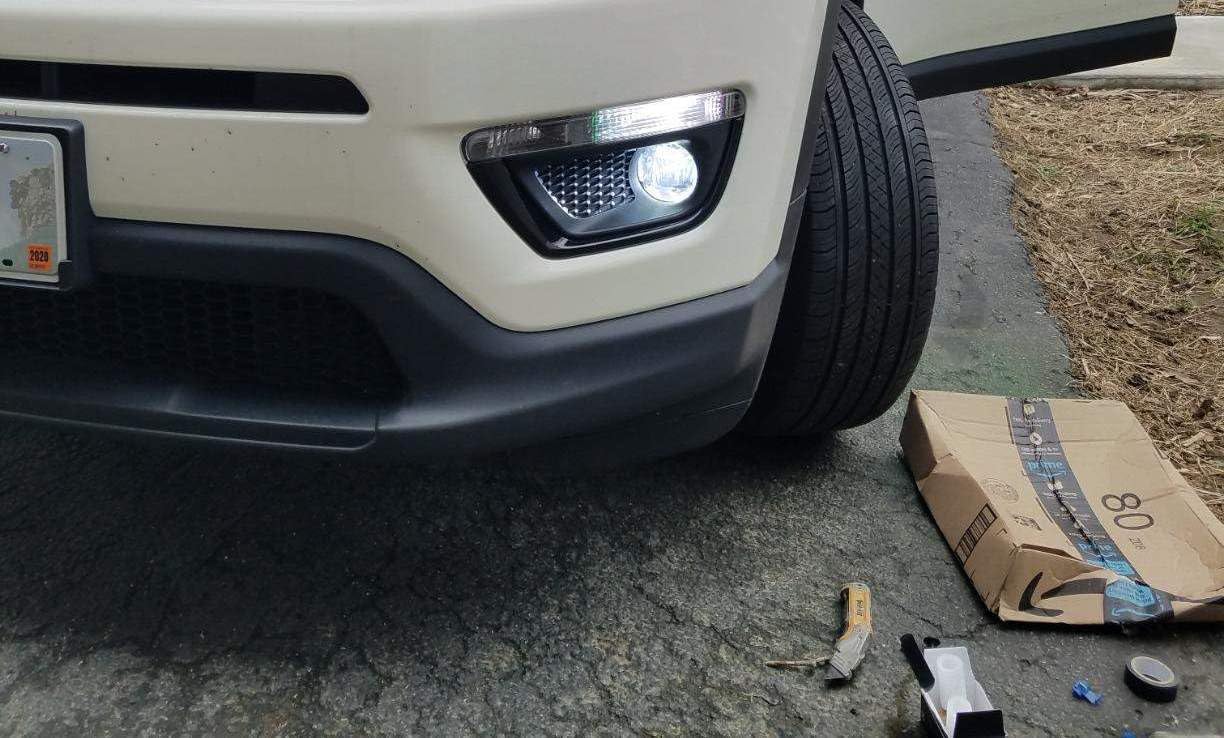 Installed in-vehicle iJDMTOY DRL bulbs delivering white light.
