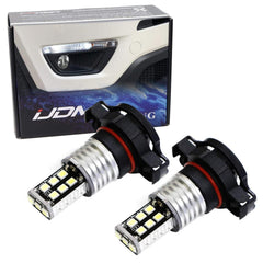 iJDMTOY white 15-SMD DRL bulbs mounted on Jeep Compass front for brighter daytime running light.
