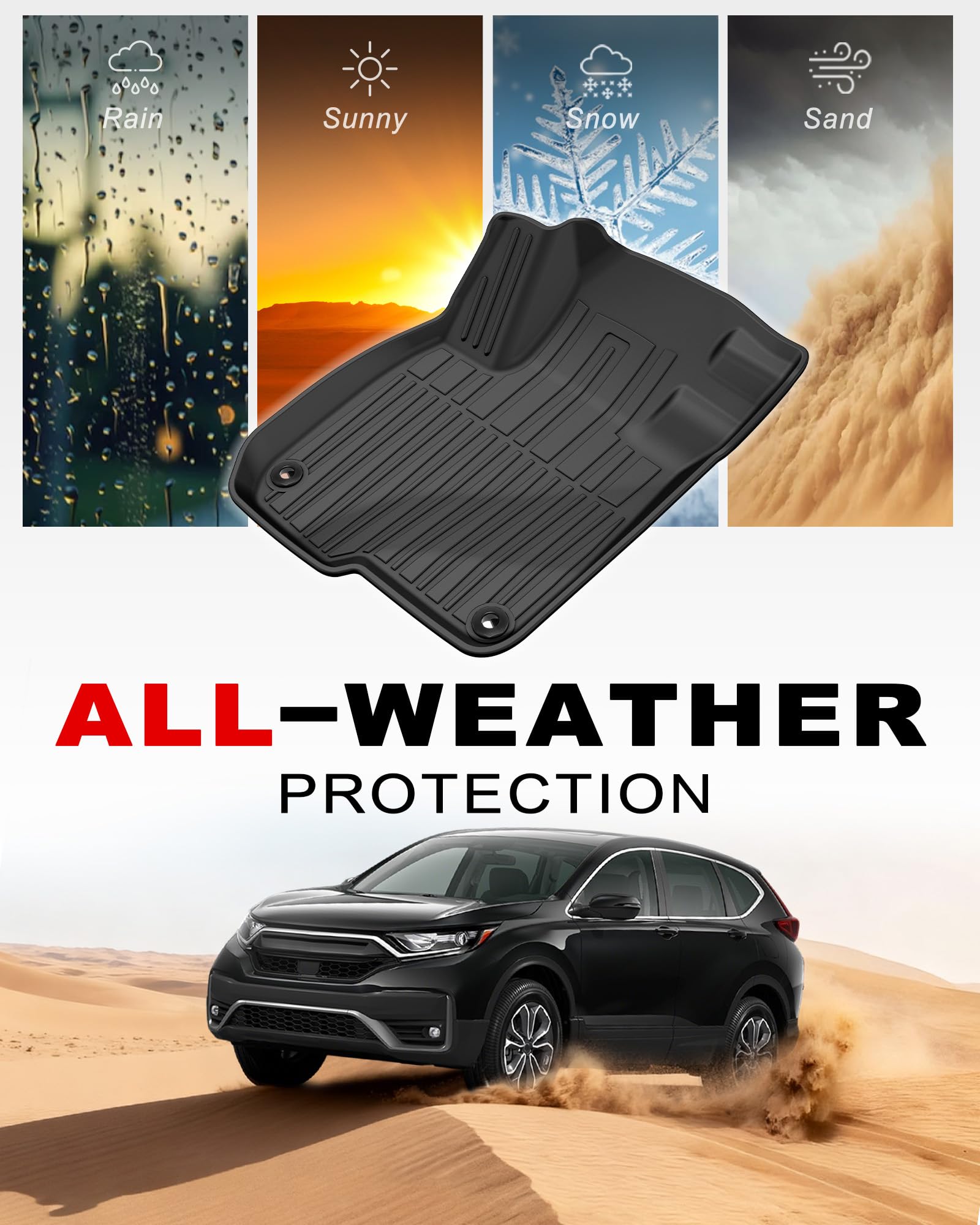 IKABEVEM CR-V raised-edge mats trap liquids to keep interiors clean.