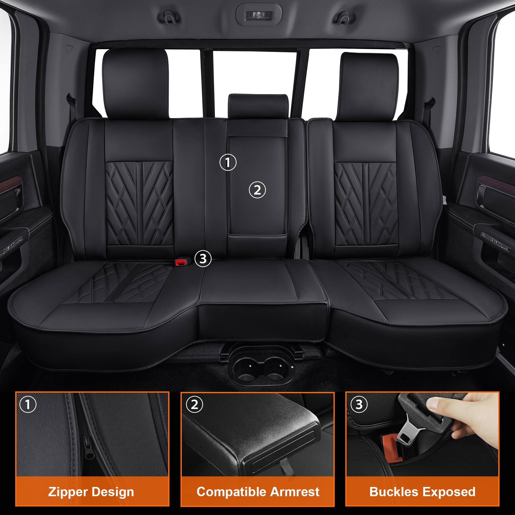 IKABEVEM RAM seat covers airbag-compatible design black preserves safety features.