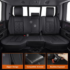IKABEVEM RAM seat covers airbag-compatible design black preserves safety features.