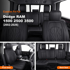 IKABEVEM RAM seat covers front row faux leather black easy-clean interior.